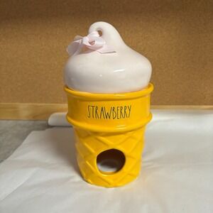 Rae Dunn Birdhouse Strawberry Ice Cream Cone Ceramic‎ Pink by Magenta